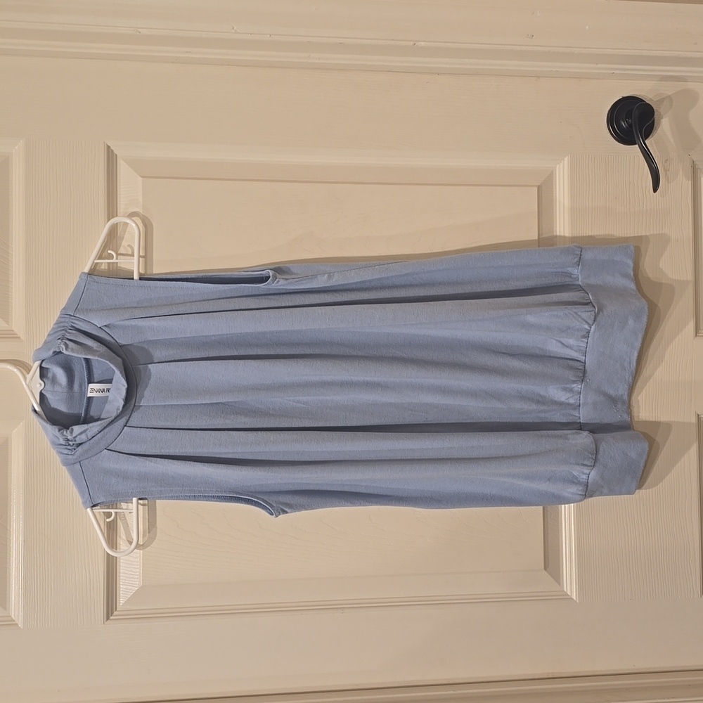 Zenana top mock turtle necksleeveless - light slate blue M